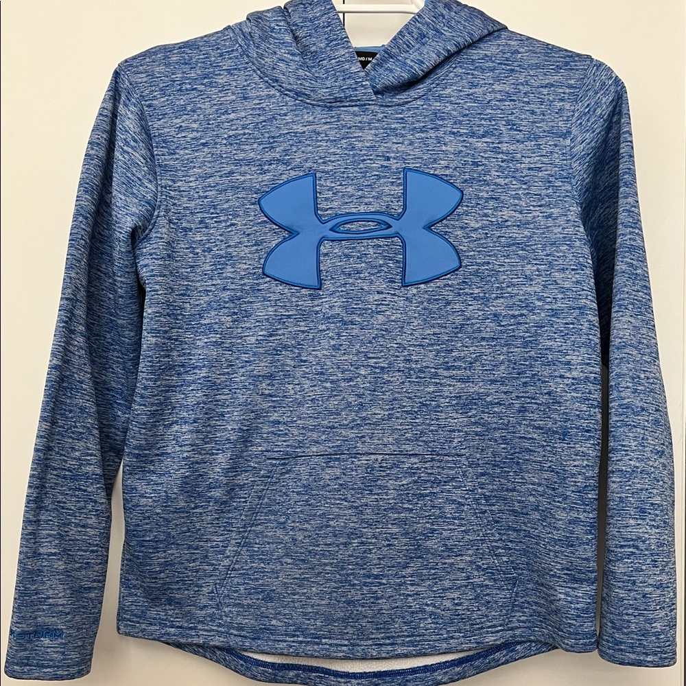 Women’s Under Armour Hoodie Kangaroo Pockets Pullover Blue Size Medium Loose Fit